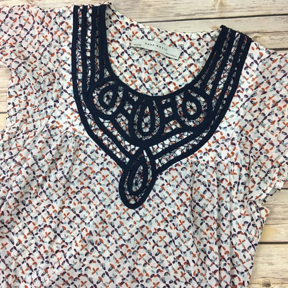 Zara flutter sleeve, multi color cotton dress - Picture 2 of 5